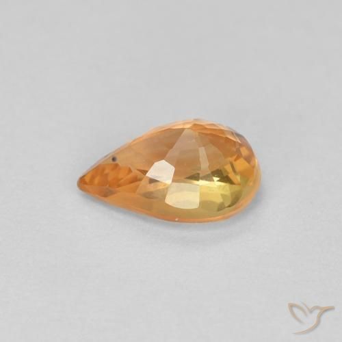 Safira Laranja Médio Natural 0.61ct, Formato de pêra, VVS