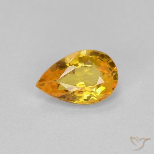 0.57ct Natural Dourado Safira, Formato de pêra, VVS