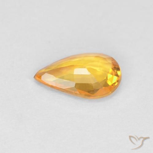 Safira damasco laranja Natural 0.33ct, Formato de pêra, VS