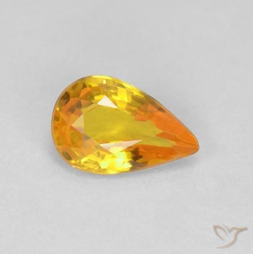 Safira Laranja Médio Natural 0.47ct, Formato de pêra, VVS