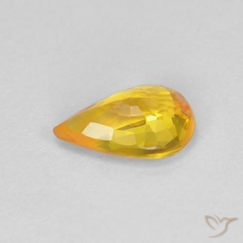 Safira Laranja Médio Natural 0.47ct, Formato de pêra, VVS
