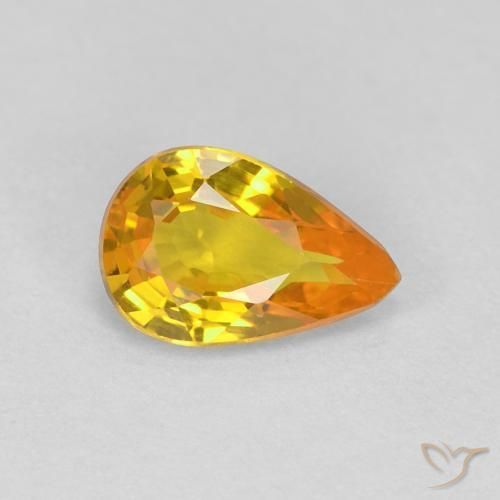 0.53ct Natural Laranja Médio Safira, Formato de pêra, VVS
