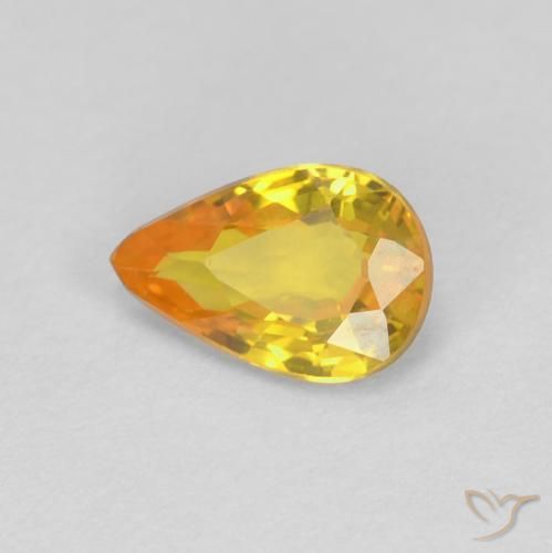 Safira Laranja Médio Natural 0.53ct, Formato de pêra, VVS