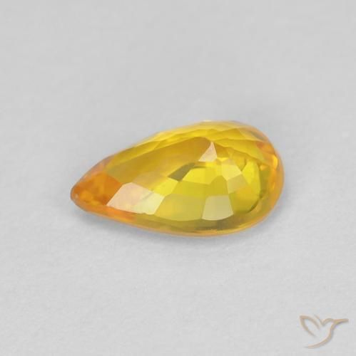 Safira Laranja Médio Natural 0.53ct, Formato de pêra, VVS