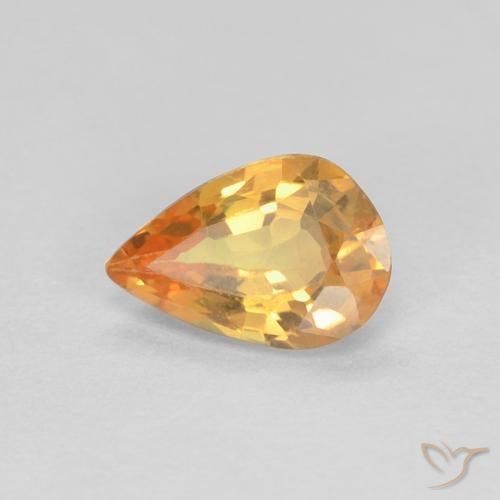 0.42ct Natural Laranja brilhante Safira, Formato de pêra, VVS