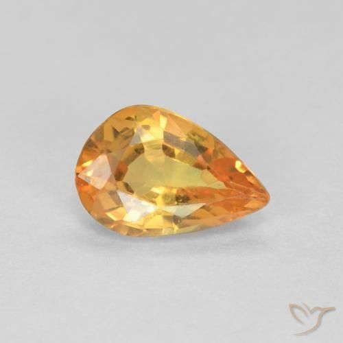 Safira Laranja brilhante Natural 0.42ct, Formato de pêra, VVS