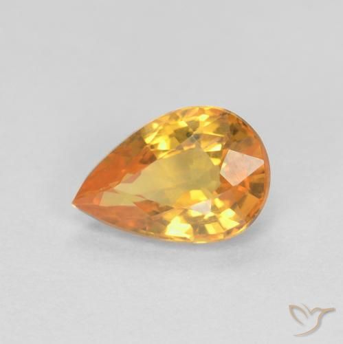 0.57ct Natural Laranja-Ouro Safira, Formato de pêra, VVS