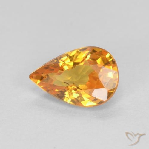 0.56ct Natural Laranja Médio Safira, Formato de pêra, VVS-VS