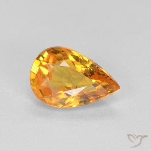 Safira Laranja Médio Natural 0.56ct, Formato de pêra, VVS-VS