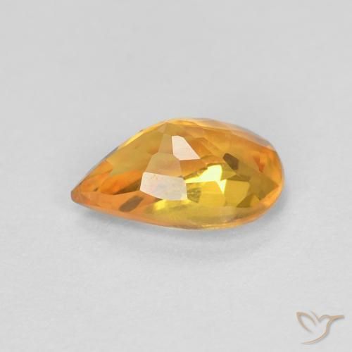 Safira Laranja Médio Natural 0.56ct, Formato de pêra, VVS-VS