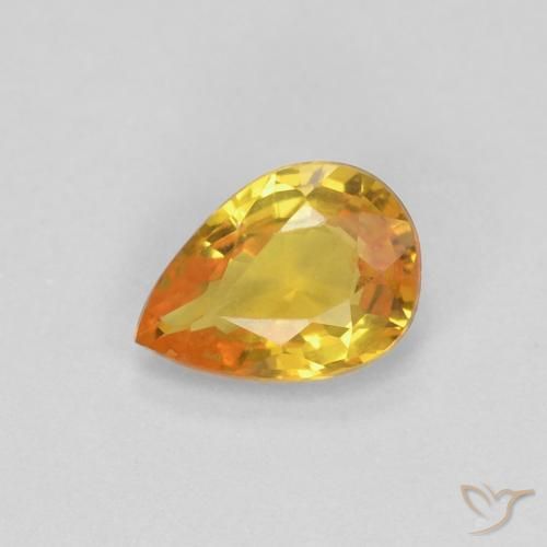 0.52ct Natural Dourado Safira, Formato de pêra, VVS