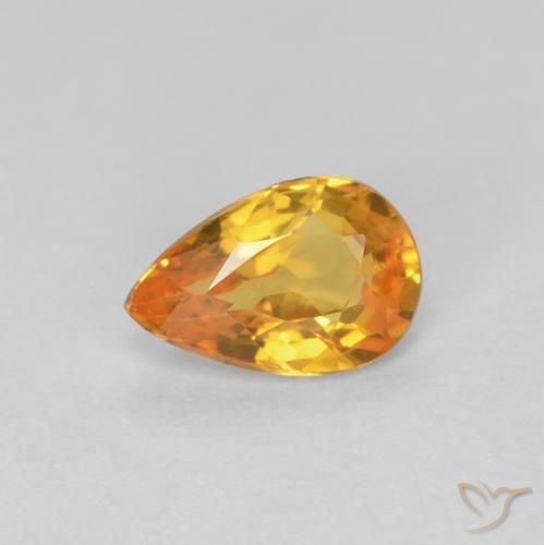0.49ct Natural Laranja Médio Safira, Formato de pêra, VVS