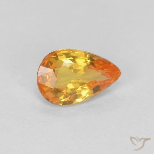 Safira Laranja Médio Natural 0.49ct, Formato de pêra, VVS