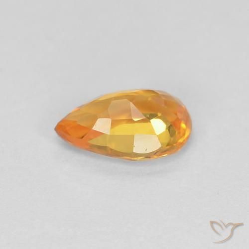 Safira Laranja Médio Natural 0.49ct, Formato de pêra, VVS