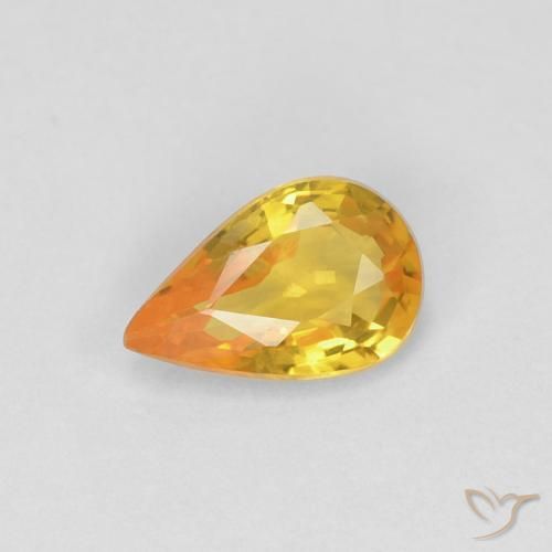 0.45ct Natural Dourado Safira, Formato de pêra, VVS