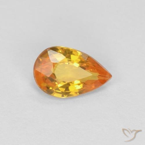 Safira damasco laranja Natural 0.42ct, Formato de pêra, VVS