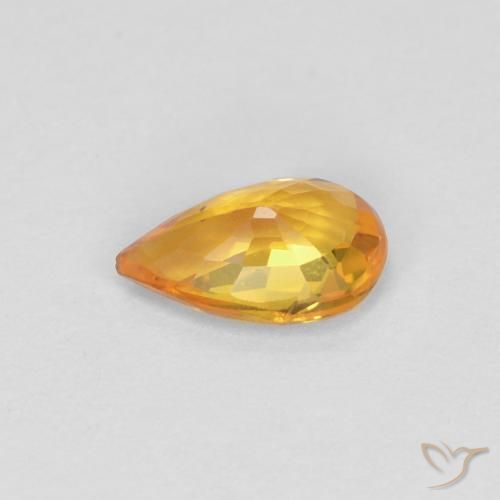 Safira damasco laranja Natural 0.42ct, Formato de pêra, VVS