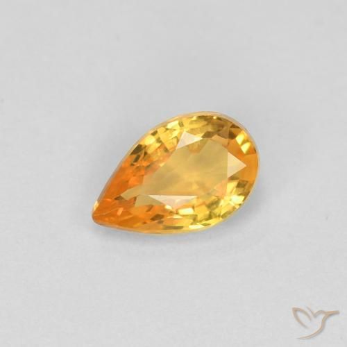 0.44ct Natural Laranja Médio Safira, Formato de pêra, VVS