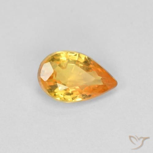 Safira Laranja Médio Natural 0.44ct, Formato de pêra, VVS