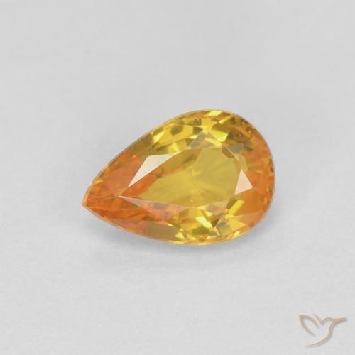 0.54ct Natural Laranja Médio Safira, Formato de pêra, VVS
