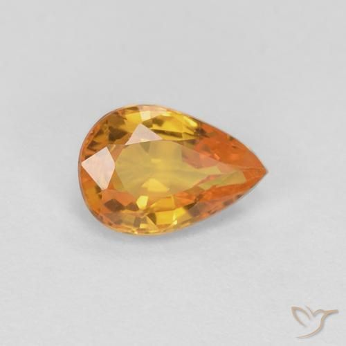 Safira Laranja Médio Natural 0.54ct, Formato de pêra, VVS