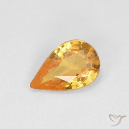 0.49ct Natural damasco laranja Safira, Formato de pêra, VVS