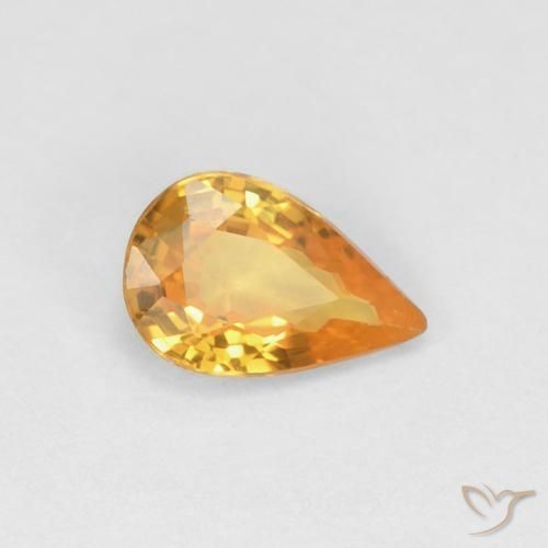 Safira damasco laranja Natural 0.49ct, Formato de pêra, VVS