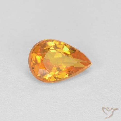 Safira damasco laranja Natural 0.51ct, Formato de pêra, VVS