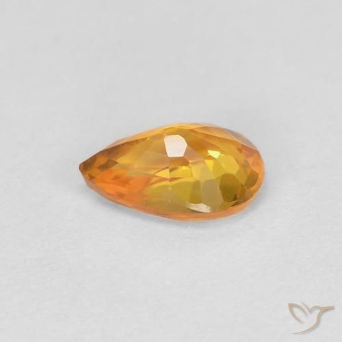 Safira damasco laranja Natural 0.51ct, Formato de pêra, VVS