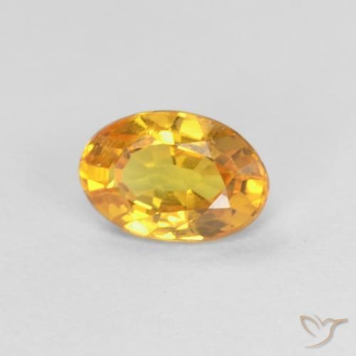Safira Laranja-dourado médio Natural 0.51ct, oval, VVS-VS