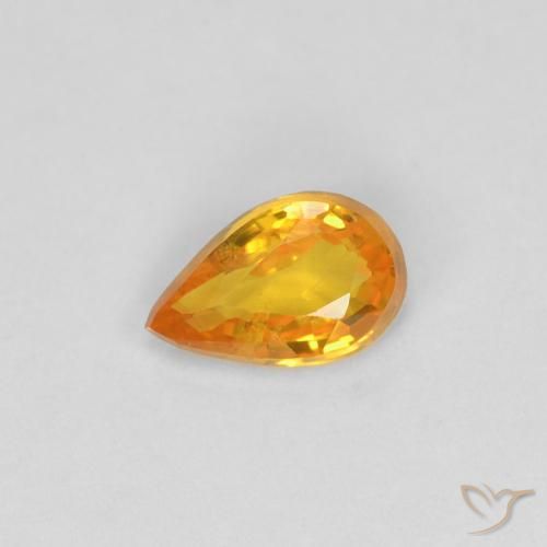 Safira Laranja Médio Natural 0.40ct, Formato de pêra, VVS-VS