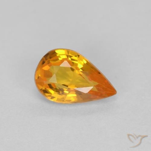 Safira damasco laranja Natural 0.52ct, Formato de pêra, VVS