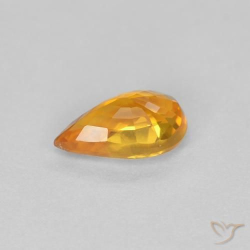 Safira damasco laranja Natural 0.52ct, Formato de pêra, VVS