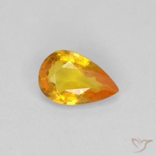 Safira Laranja Médio Natural 0.47ct, Formato de pêra, VVS