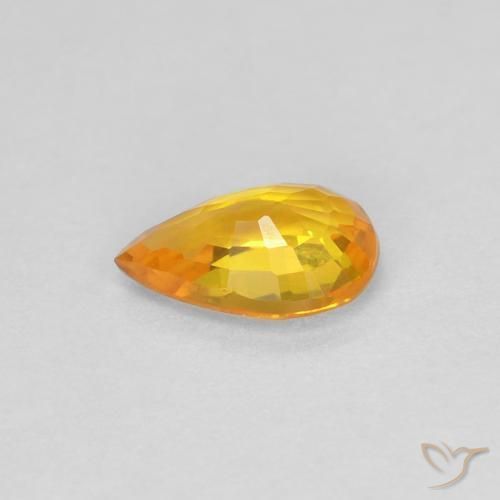 Safira Laranja Médio Natural 0.47ct, Formato de pêra, VVS