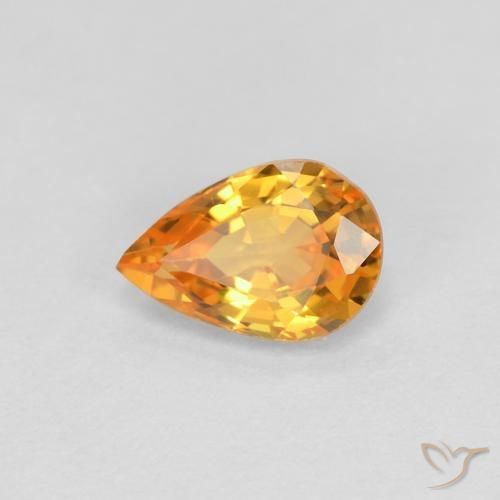 Safira Laranja Médio Natural 0.58ct, Formato de pêra, VVS