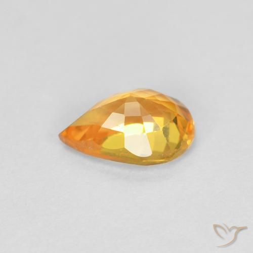Safira Laranja Médio Natural 0.58ct, Formato de pêra, VVS