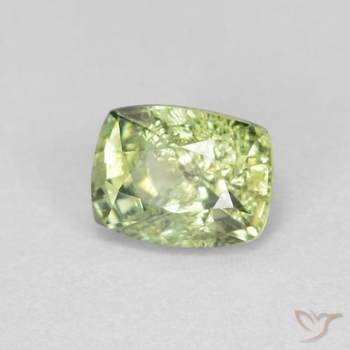 Safira Verde amarelado Natural 0.83ct, Almofada, VS-SI