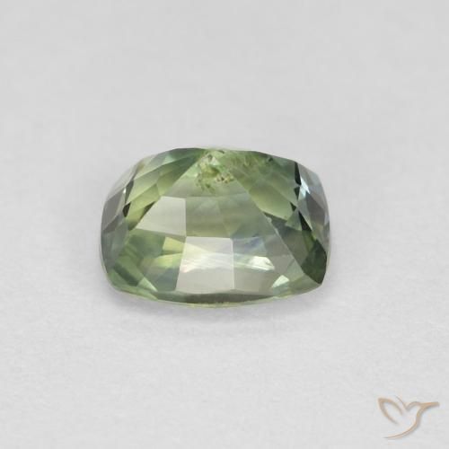 Safira Verde amarelado Natural 0.83ct, Almofada, VS-SI