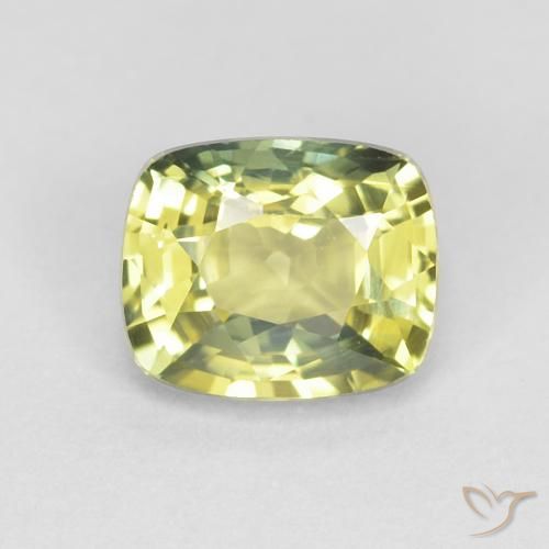 0.85ct Natural Amarelo esverdeado Safira, Almofada, VVS