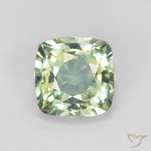 0.81ct Natural Verde Sábio Claro Safira, Almofada, VVS