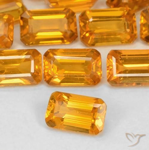 Safira Laranja Profundo-Ouro Natural 0.43ct, Corte Octógono / Esmeralda, VS