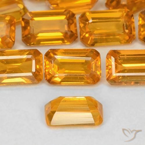 Safira Laranja Profundo-Ouro Natural 0.43ct, Corte Octógono / Esmeralda, VS