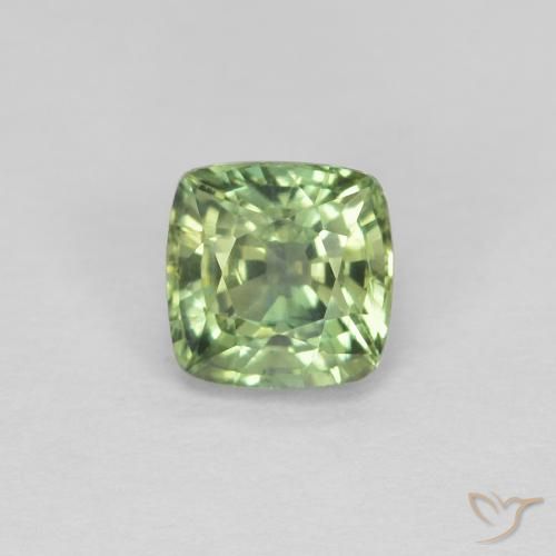 0.82ct Natural Verde amarelado Safira, Almofada, VVS-VS