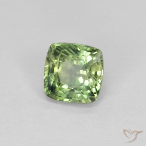 Safira Verde amarelado Natural 0.82ct, Almofada, VVS-VS