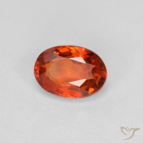 Safira laranja avermelhado Natural 0.64ct, oval, VVS