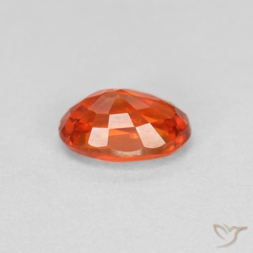 Safira laranja avermelhado Natural 0.64ct, oval, VVS