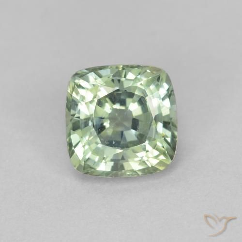 0.97ct Natural Verde pálido Safira, Almofada, VVS