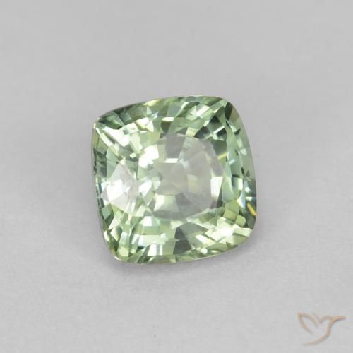 Safira Verde pálido Natural 0.97ct, Almofada, VVS