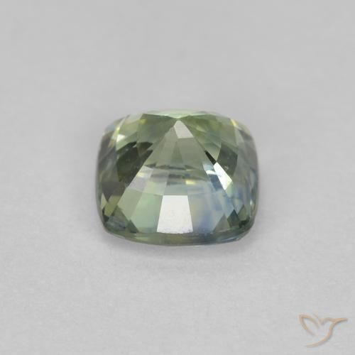 Safira Verde pálido Natural 0.97ct, Almofada, VVS